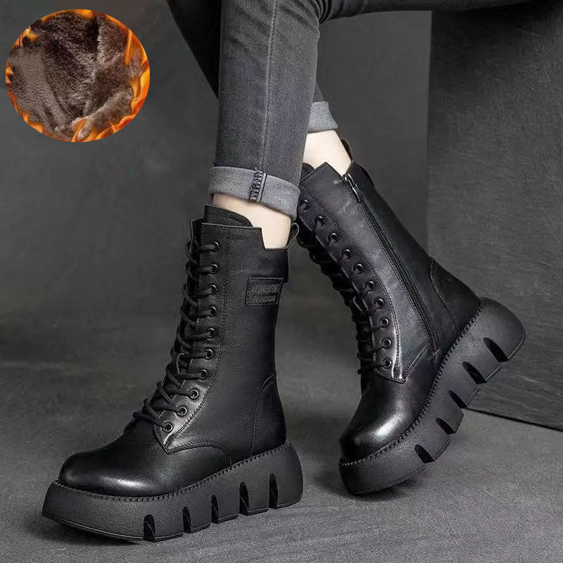 Lena | Dicke Sohle Seitlicher Reißverschluss Damenstiefel