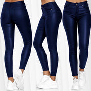 Damen nan highwaist vegane Lederleggings mit hoher Elastizität und Five-Pocket-Optik Drune