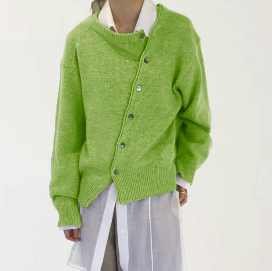 Asymmetrischer Knopf-Cardigan – Mühelose Raffinesse mit modernem Twist