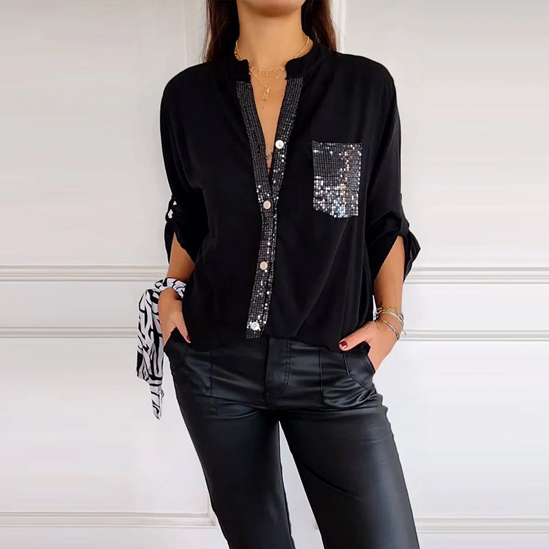 Julia | Modisches Damen Top casual elegant mit funkelnden Details