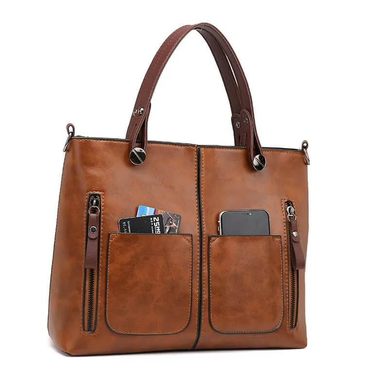 Damen Handgefertigte Vintage Leder Umhängetasche in Stilvollen Farben