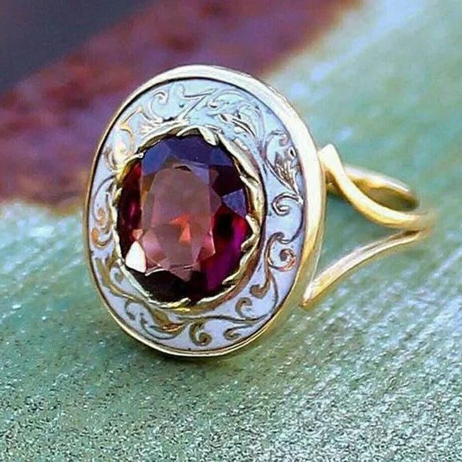 Vintage Ring mit roter Emaille