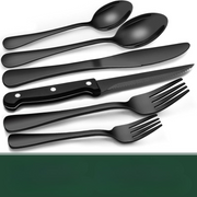 24-teiliges schwarzes Edelstahl-Besteckset für 4 Personen – Modernes Design, spülmaschinenfest