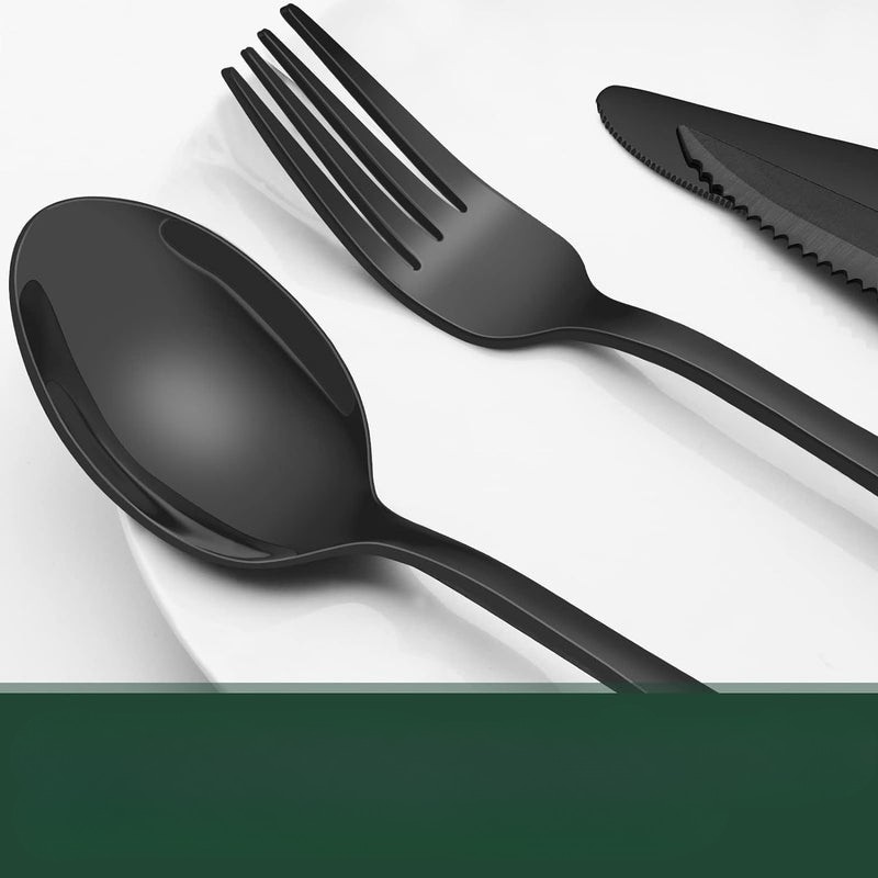 24-teiliges schwarzes Edelstahl-Besteckset für 4 Personen – Modernes Design, spülmaschinenfest