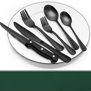 24-teiliges schwarzes Edelstahl-Besteckset für 4 Personen – Modernes Design, spülmaschinenfest