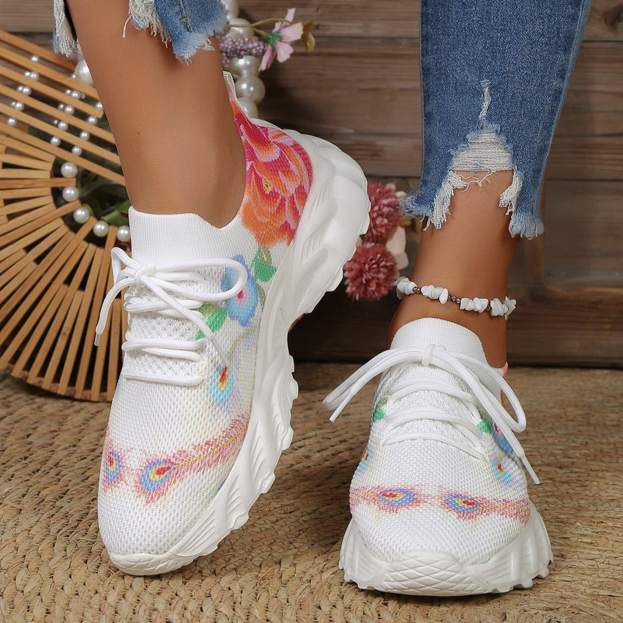 Damen-Turnschuhe aus atmungsaktivem Stoff mit Blumenprint - Julieta