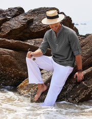 Herrenhemd mit Mao-Kragen aus leichter Baumwolle im Casual-Stil - Adrián