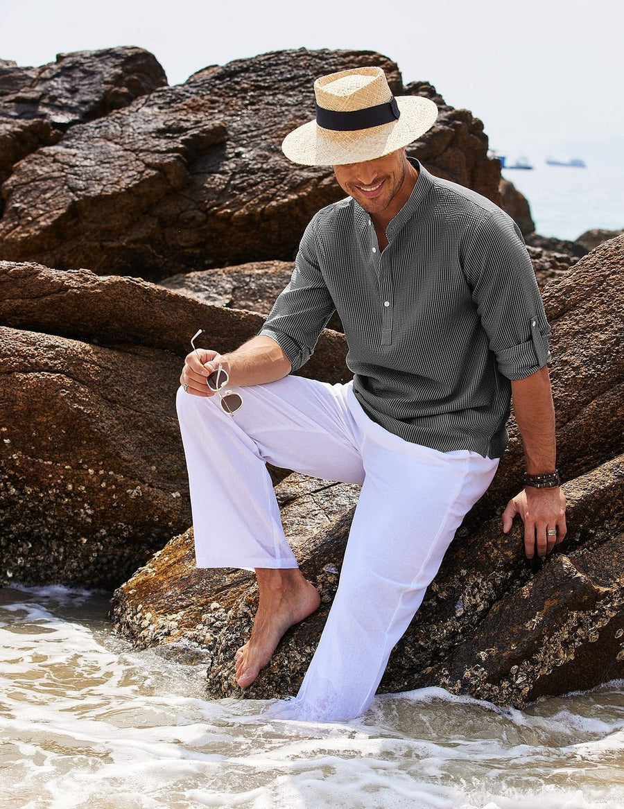 Herrenhemd mit Mao-Kragen aus leichter Baumwolle im Casual-Stil - Adrián