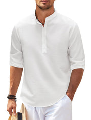 Herrenhemd mit Mao-Kragen aus leichter Baumwolle im Casual-Stil - Adrián