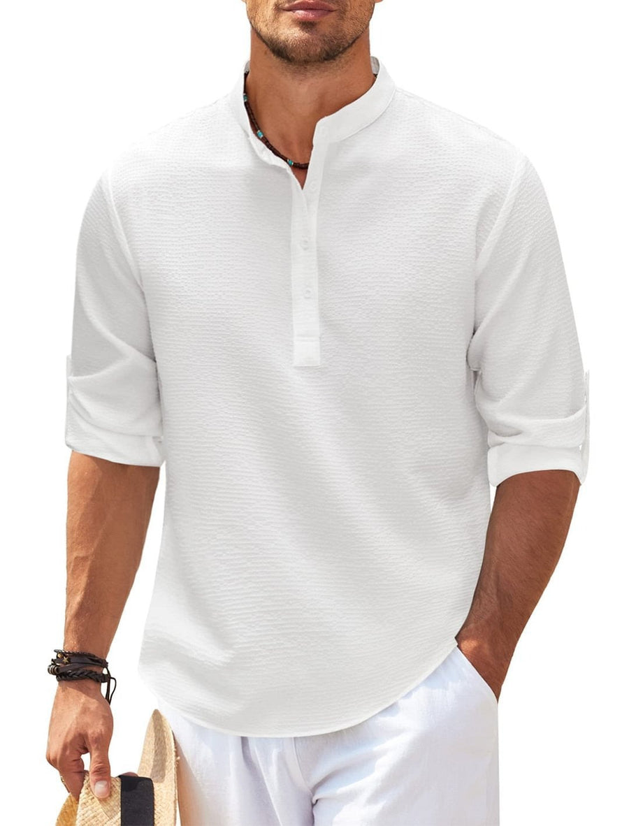 Herrenhemd mit Mao-Kragen aus leichter Baumwolle im Casual-Stil - Adrián