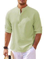 Herrenhemd mit Mao-Kragen aus leichter Baumwolle im Casual-Stil - Adrián