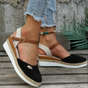 Damen Keilsandalen aus Canvas mit verstellbarem Espadrille-Riemen - Clara