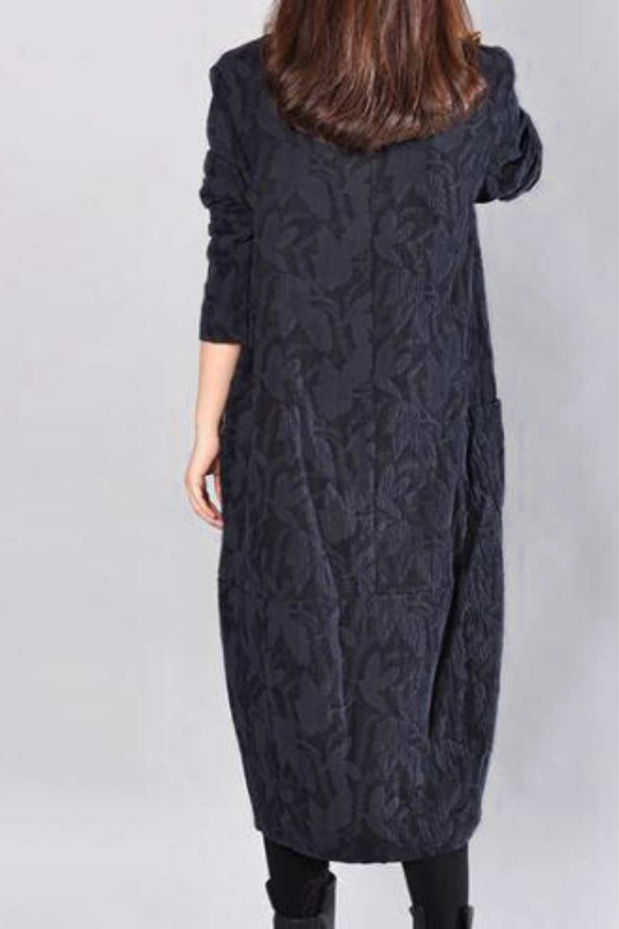 Kayla Maxikleid mit Blätterprint | Schwarz