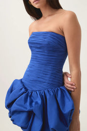 Schulterfreies Mini Kleid mit Ballonrock und floralem Muster für Damen