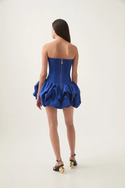 Schulterfreies Mini Kleid mit Ballonrock und floralem Muster für Damen