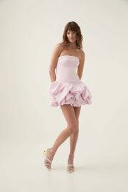 Schulterfreies Mini Kleid mit Ballonrock und floralem Muster für Damen