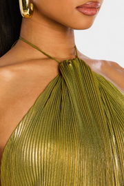 Kinia – Metallisch Maxi Kleid In Peridot