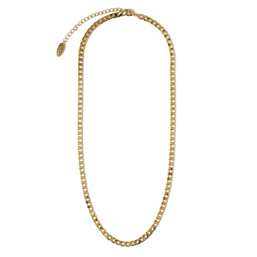 Flache Link-Curb-Halskette in Gold