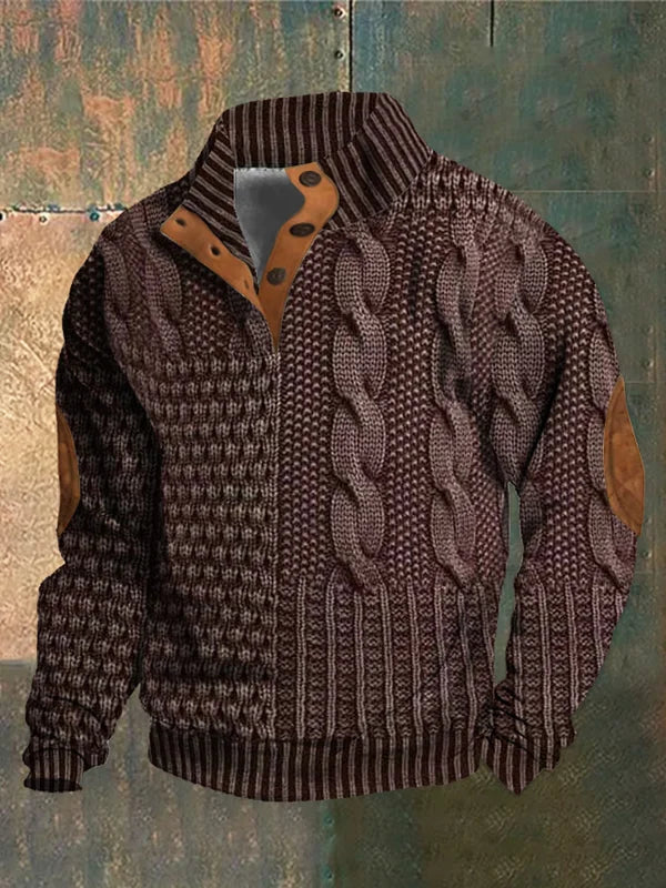 Gwydion – Flickwerk Pullover Mit Zopfmuster