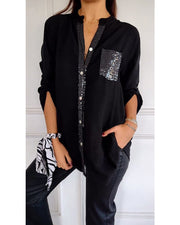 Julia | Modisches Damen Top casual elegant mit funkelnden Details