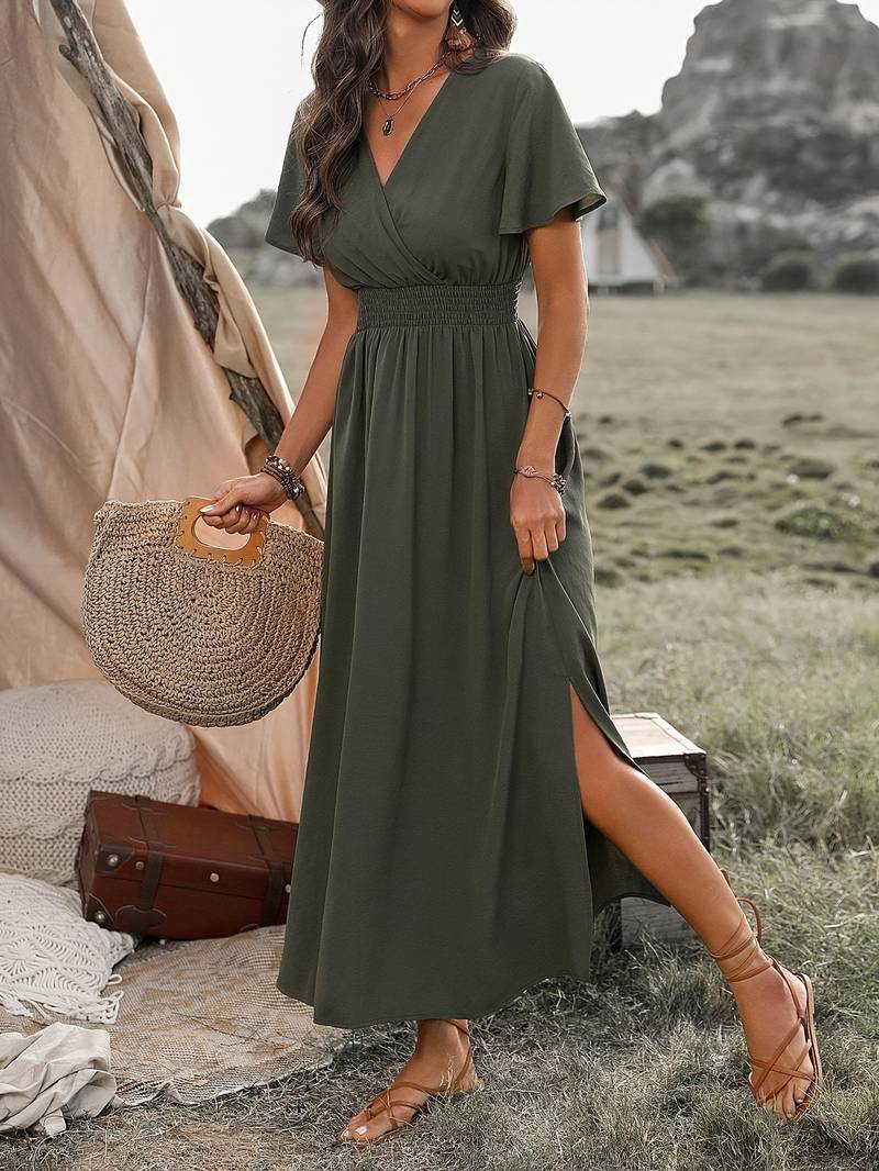 Bettina | Elegantes V-Ausschnitt Langes Boho-Kleid