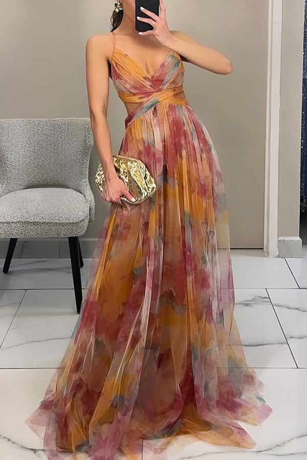 Elegantes Damen Maxikleid mit V-Ausschnitt – Ideal für Hochzeitsgäste