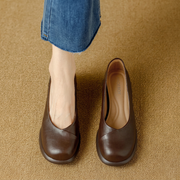 Damen Braune Leder Plateau Pumps Mit Blockabsatz – Stilvolle Heels