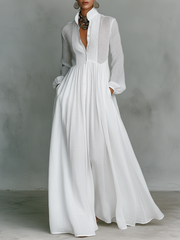 Naylia – Maxikleid mit Hohem Kragen und langen Ärmeln