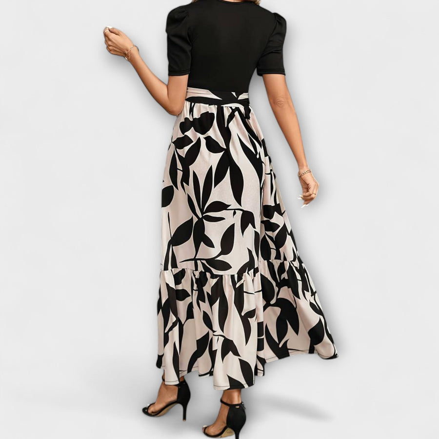 Luna - Floral Printed Summer Dress with Round Neckline