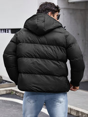 Herren Lässige Daunenjacke Mit Kapuze | Durchgehender Reißverschluss