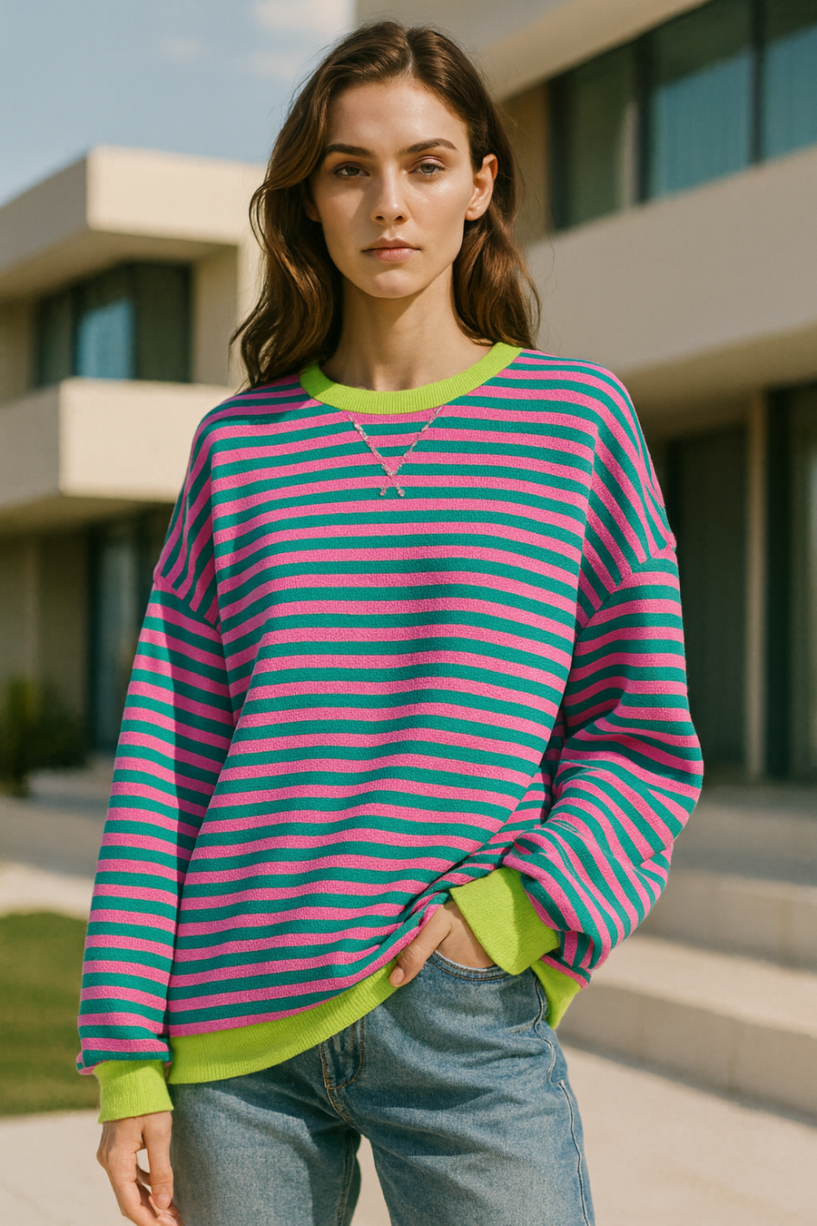 Dahlia | Gestreifter Baumwoll-Pullover