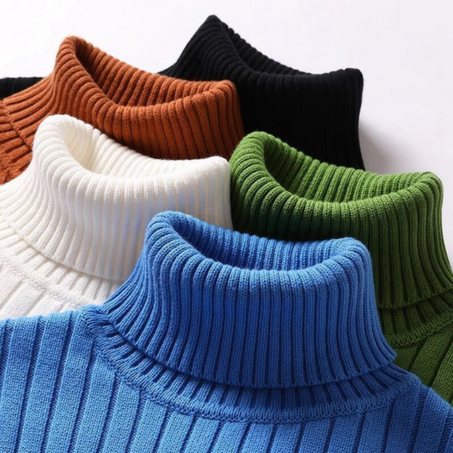Walter – Herrenpullover mit Rollkragen und Rippstrick