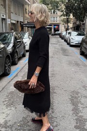 Oona – Tüllkleid Mit Drapierung Und Langem Strickpullover