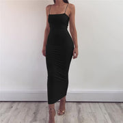 Heidi-Mode | Bodycon Kleid Midi Länge Spaghettiträger Elegant und Figurbetont