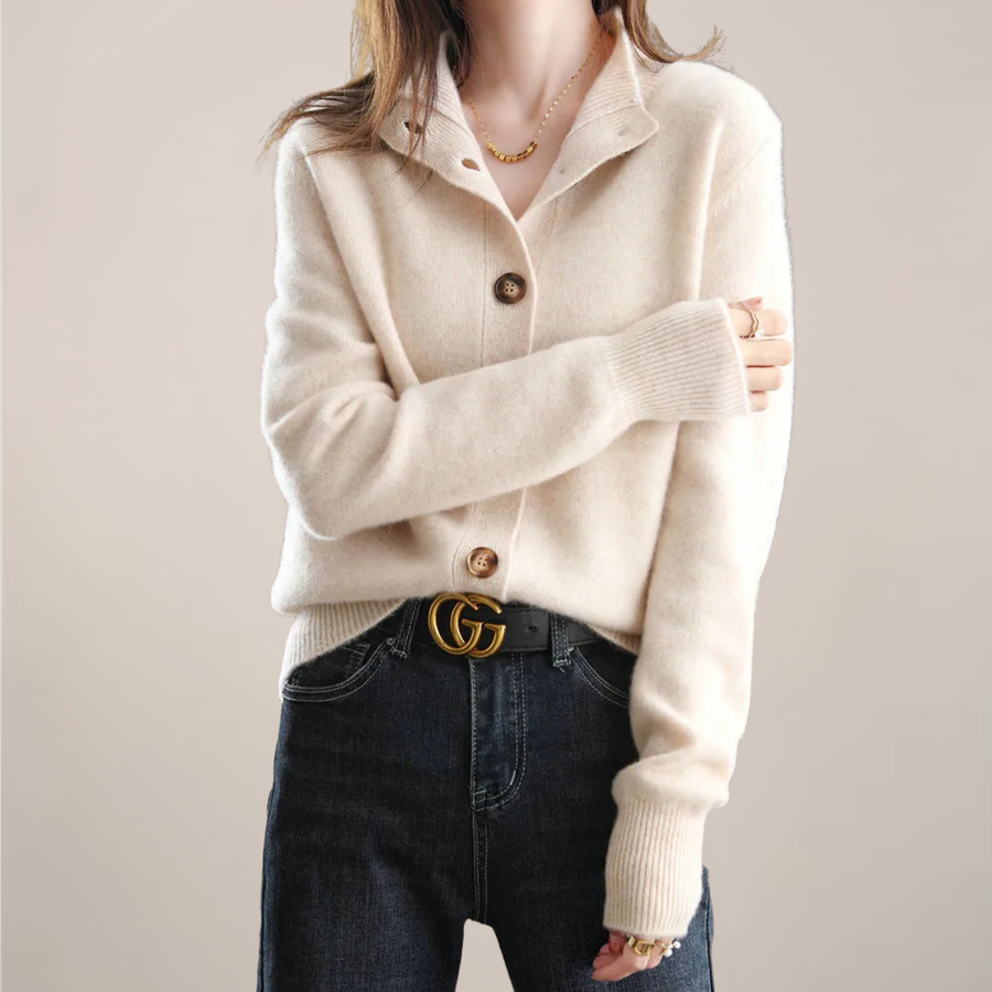 Angela | Damen Frühlings Cardigan Mit Kragen Und Knöpfen