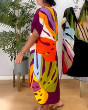 Madeline – Buntes Freizeitkleid Mit V-Ausschnitt