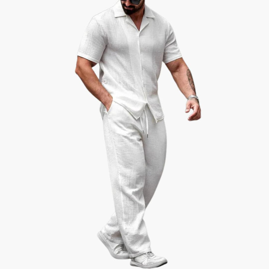Zweiteiliges Sommer Set für Herren mit Kurzarmhemd und Hose