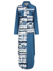 Kuscheliges | Kleid mit Kragen und langen Ärmeln in Blau für dich