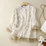 RUTH - LOCKERE BESTICKTE BLUSE MIT TRANSPARENZEN