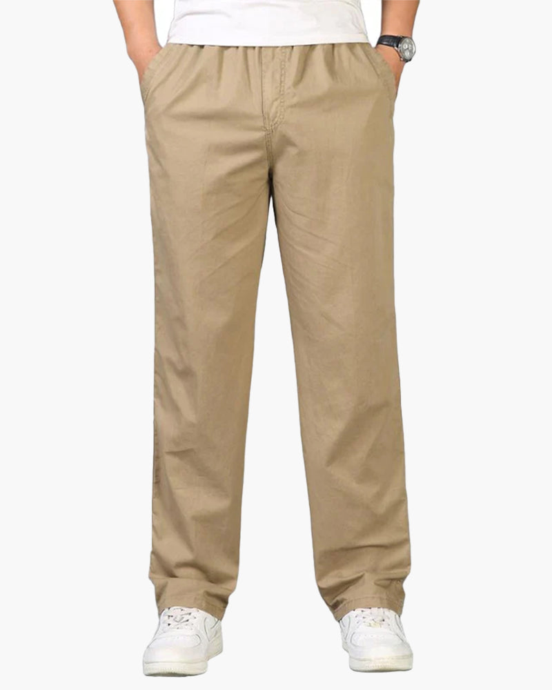 Ryan | Geradem Schnitt Freizeit Baumwolle-Hose mit Elastikbund