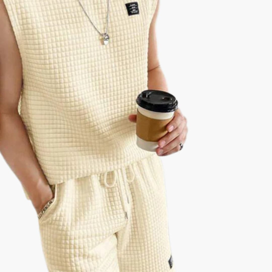 Herren Lounge Set mit ärmellosem Top und Waffelstruktur