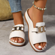 Melanie | Damen Slip-On Schnalle Flache Sandalen