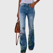 Nicole | Damen Blumen Bedruckte Enge Jeans