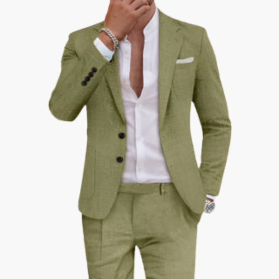 Herren Sommeranzug aus Baumwolle mit Revers und Hose