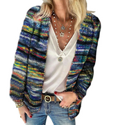 Damen Mehrfarbige Strickjacke | Offen Vorne