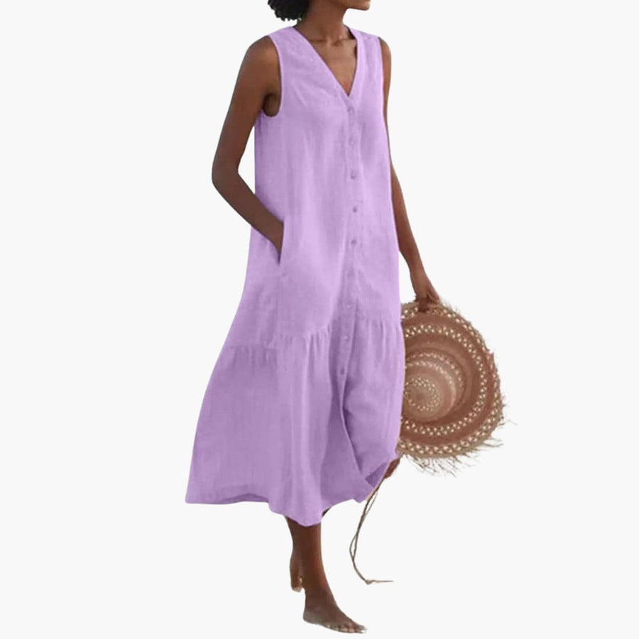 Midi-Kleid mit Knopfleiste für Damen - Sommerliches Shirt Kleid