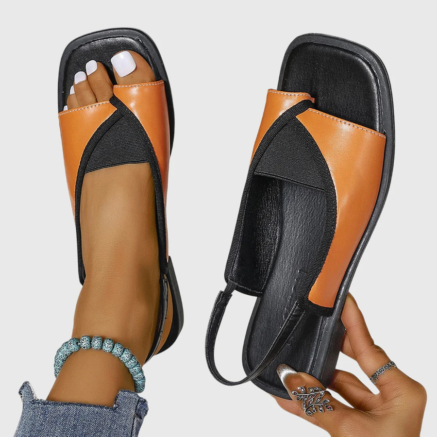 Selina | Damen Kontrast Riemen Flache Sandalen