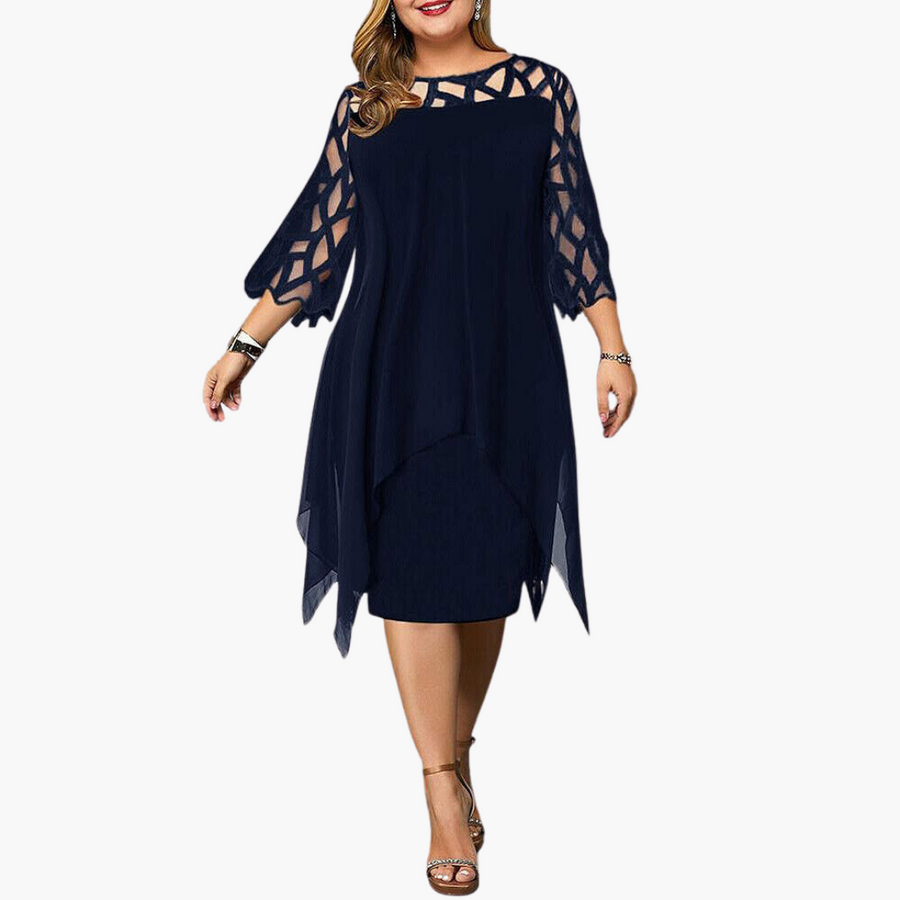 Leichtes Damen Abendkleid - mit ausgeschnittenen Ärmeln Midikleid