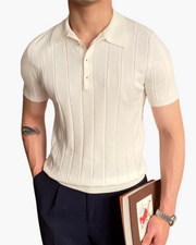 Ian | Business casual Herren Slim Fit Strick-Poloshirt mit Gerippt Muster