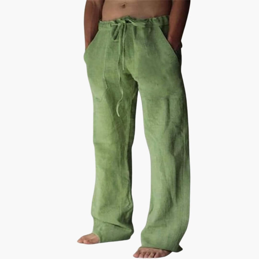 Herren Freizeithose aus Leinen mit Kordelzug für Sommer